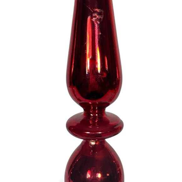 Vintage Handblown Red Mercury Glass Tree Topper Set Of 3 Tabletop RARE FIND - Picture 7 of 11